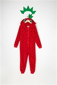 女童草莓连体居家服