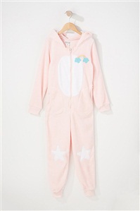 女童粉色小猪连体居家服