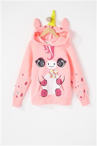 女童独角兽戴帽卫衣